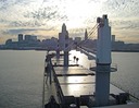 Arrivée au port de Cleveland le matin.